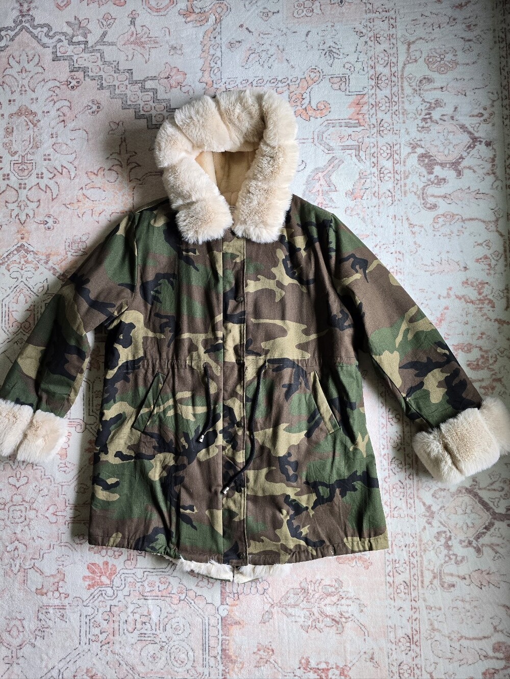 Camo And Fur Coat